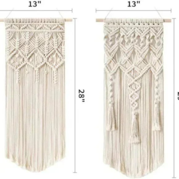 Anthropologie 2 Pcs Macrame Boho Woven Wall Hanging - Picture 2 of 7